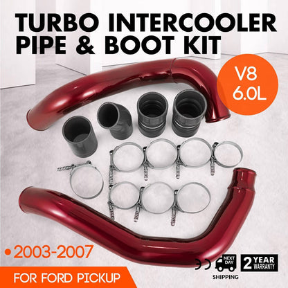 Solidspare Red Turbo Intercooler Pipe Boot Kit CAC Tubes for 2003-07 Ford 6.0L Powerstroke