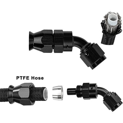 Solidspare Black 20FT 3/8" E85 PTFE LS Swap EFI Fuel Line Fitting Nylon Braided Fuel Kit