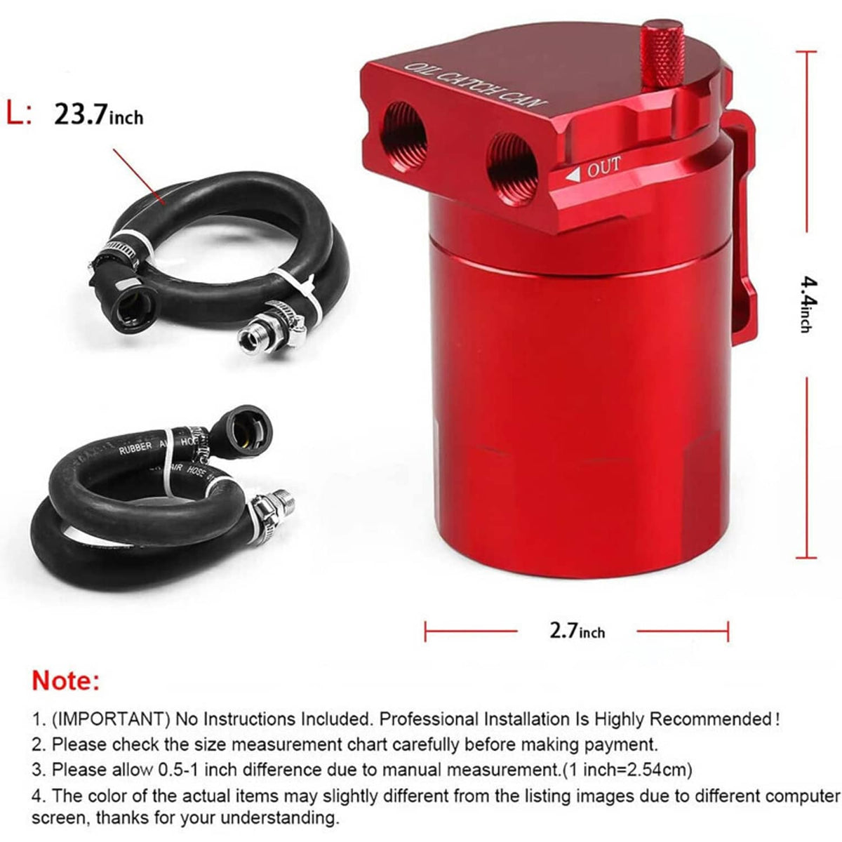 Solidspare Oil Catch Can Oil Separator for 2011-2021 Ford F150 5.0L & Raptor 2.7L 3.5L Red