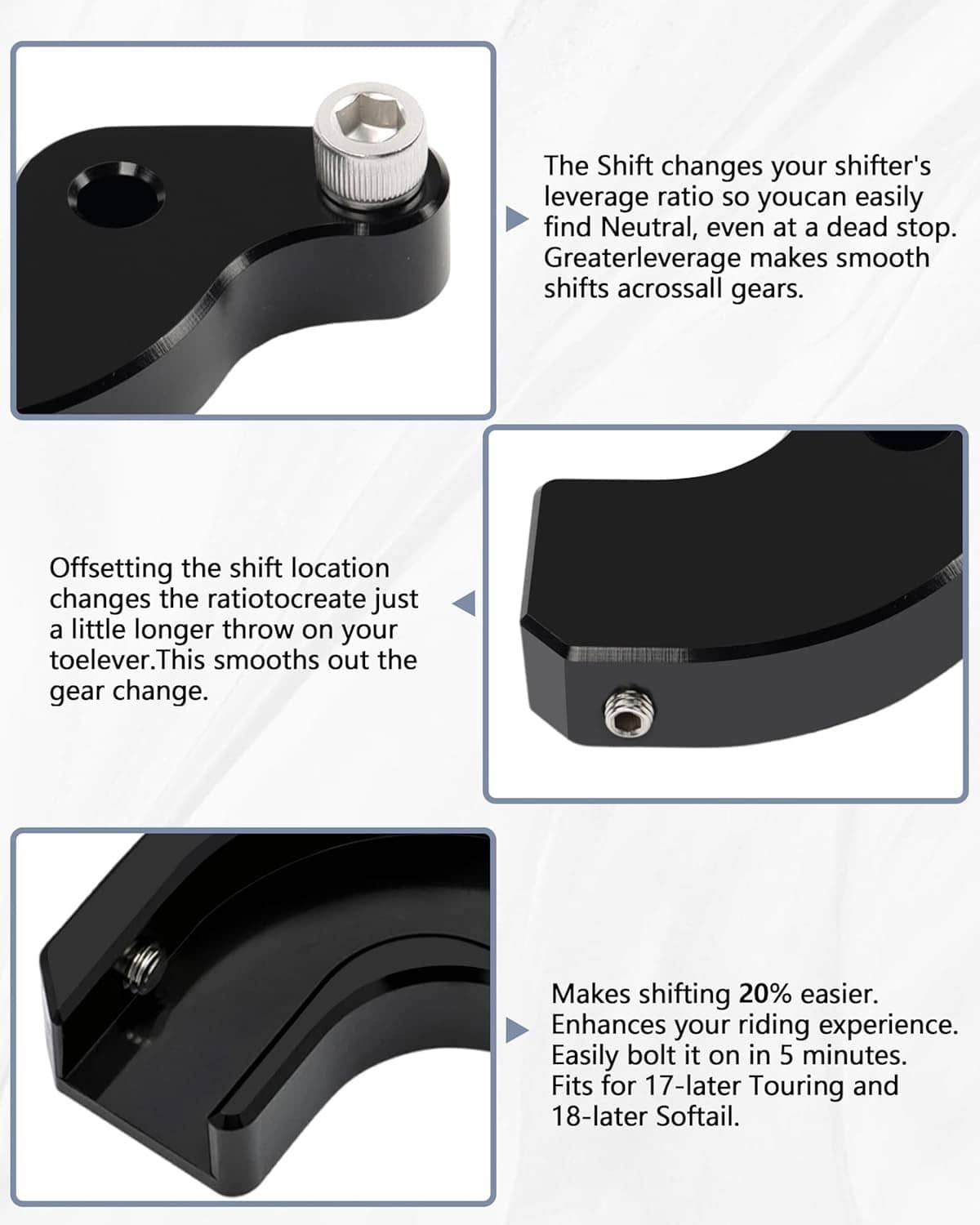 Solidspare Motorcycle EZ Shift Neutral Gear Assist Bracket for Harley M8 2018-2025 Touring