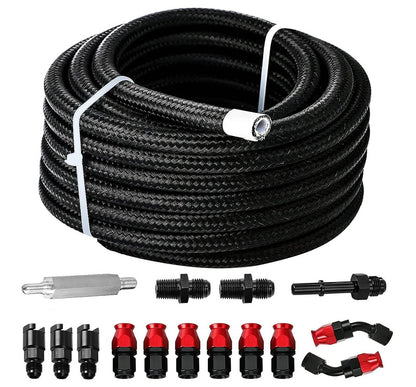 Solidspare AN6 6AN PTFE LS Swap EFI Fuel Line Fitting Kit w/ 25FT Hose + 15 Fitting E85 New
