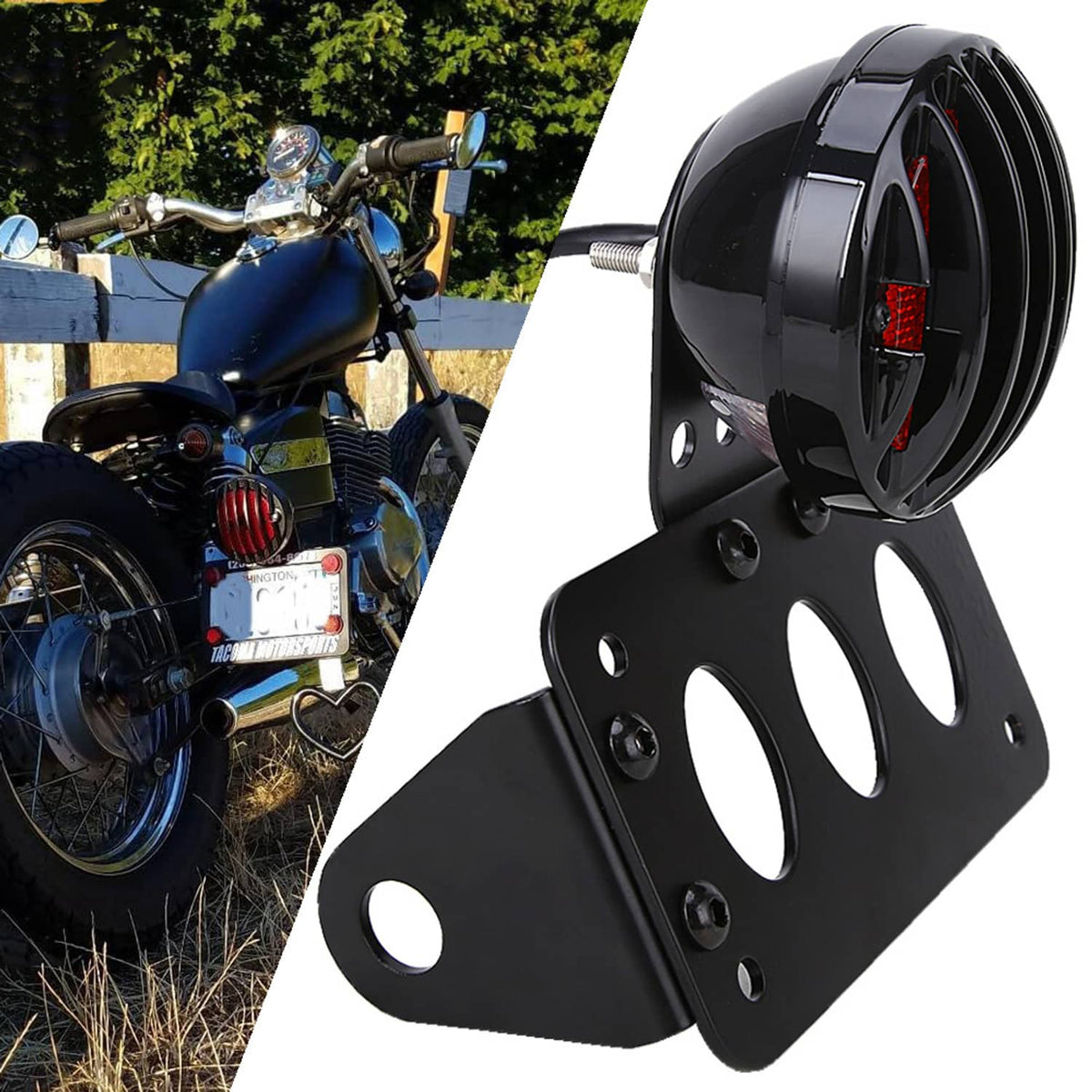 Solidspare Motorcycle LED Tail Brake Run Light Bracket For Harley Sportster Chopper Bobber