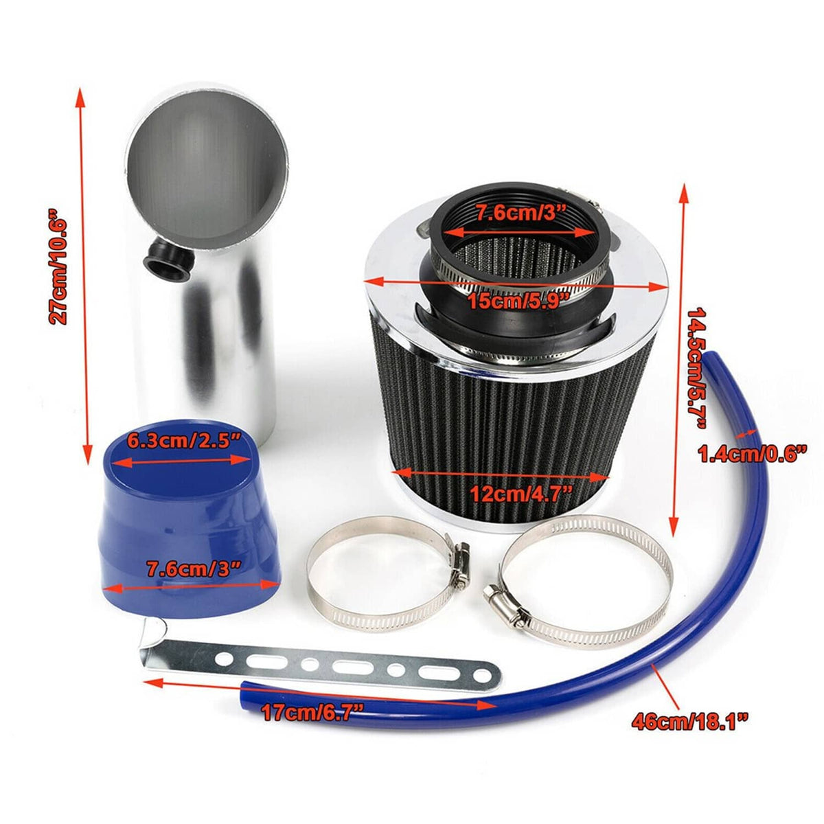 Solidspare Cold Air Intake Filter Induction Kit Pipe Power Flow Hose System Car Accessories