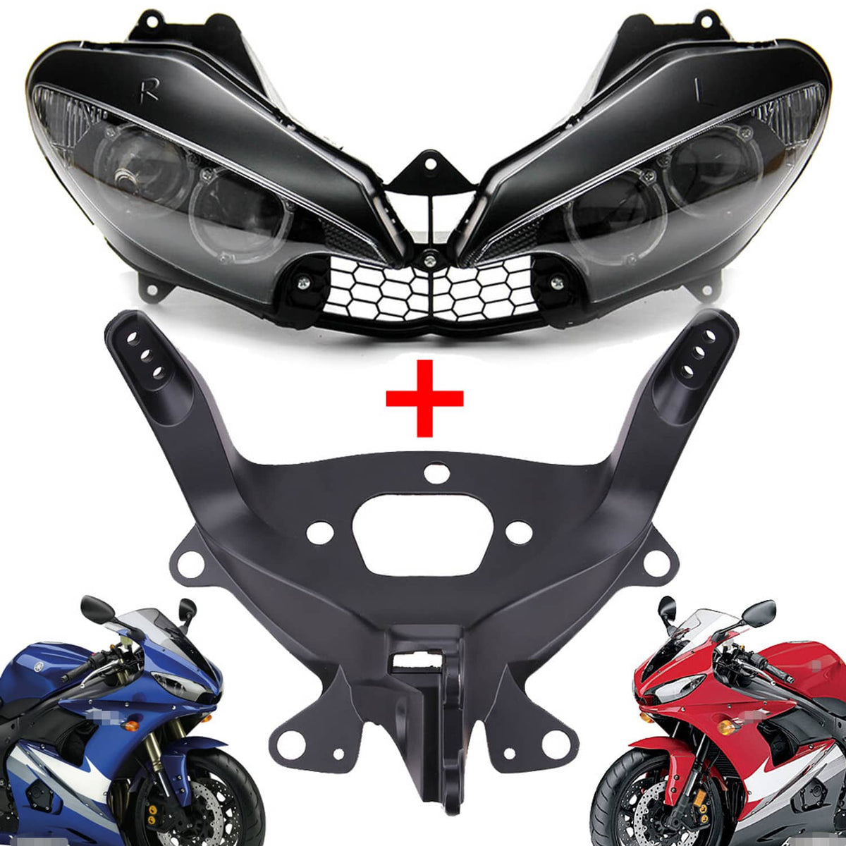Solidspare Headlight & Upper Fairing Stay Bracket For Yamaha YZF R6S 2006 2007 2008 2009