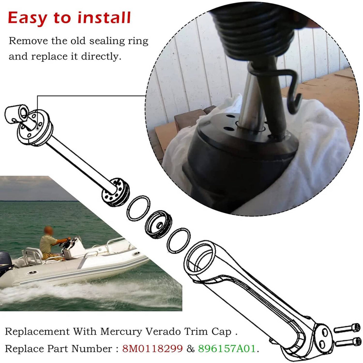 Solid Spare 2X Verado Trim Cap For Mercury Outboard 200-300HP 4Str 6Cyl 2.6 4.6L 8M0118299