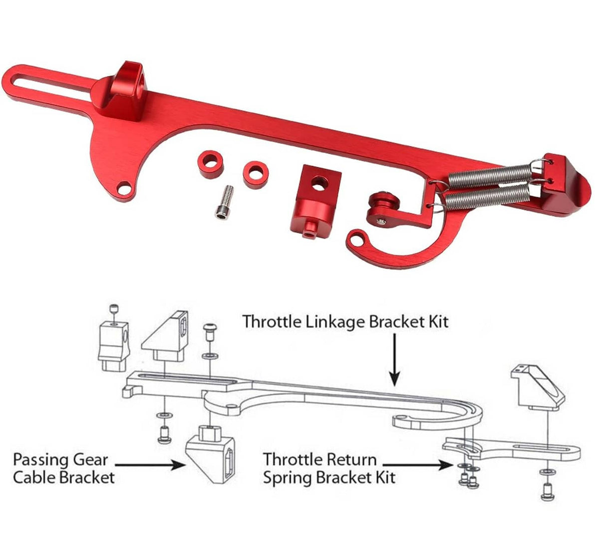 Solidspare RED Aluminum Throttle Cable Carburetor Bracket For 4150 4160 Carb 307 350 SBC