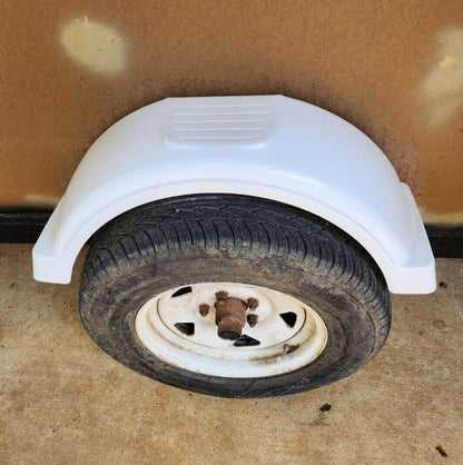 Solidspare Pair of White Single Axle Trailer Fenders for Boat 13" Wheels Tire Skirt