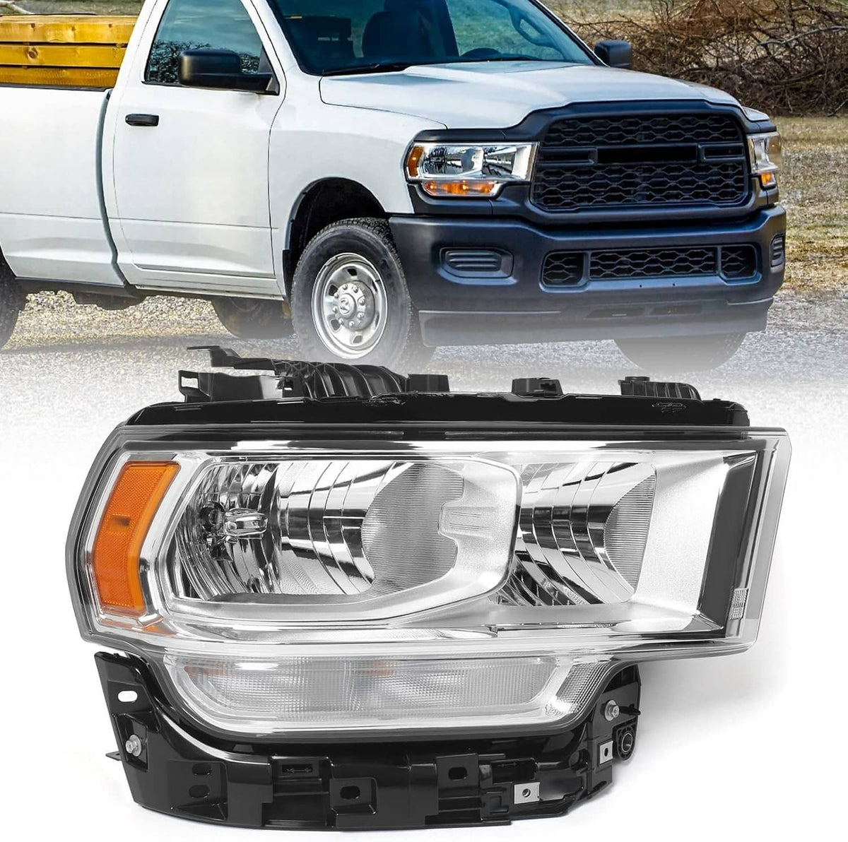 Solidspare For 2019-2024 Ram 2500 3500 Halogen Chrome Headlight Assy Right Passenger Side