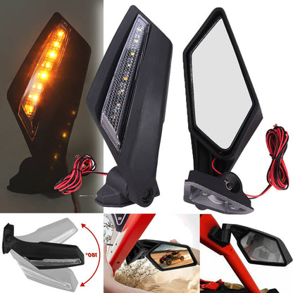 Solidspare UTV Racing Rearview Mirrors LED Light Fit For Can Am Maverick X3 MAX Turbo 17-24
