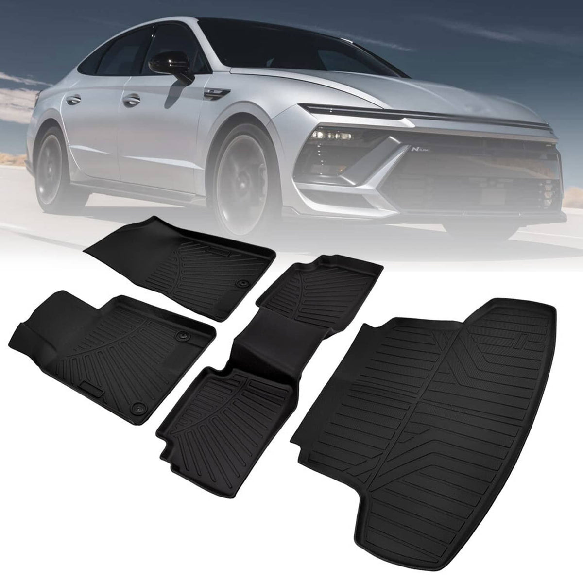 Solidspare Floor Mats for Hyundai Sonata 2020-2024 / Kia K5 2021-2025 FWD with Cargo Liner