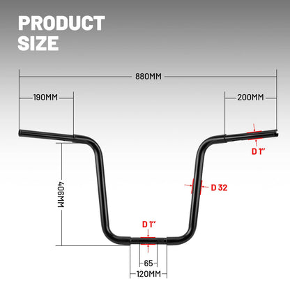 Solidspare APE Hanger Bars Rise 16" Handlebar For Harley Softail Touring Road King