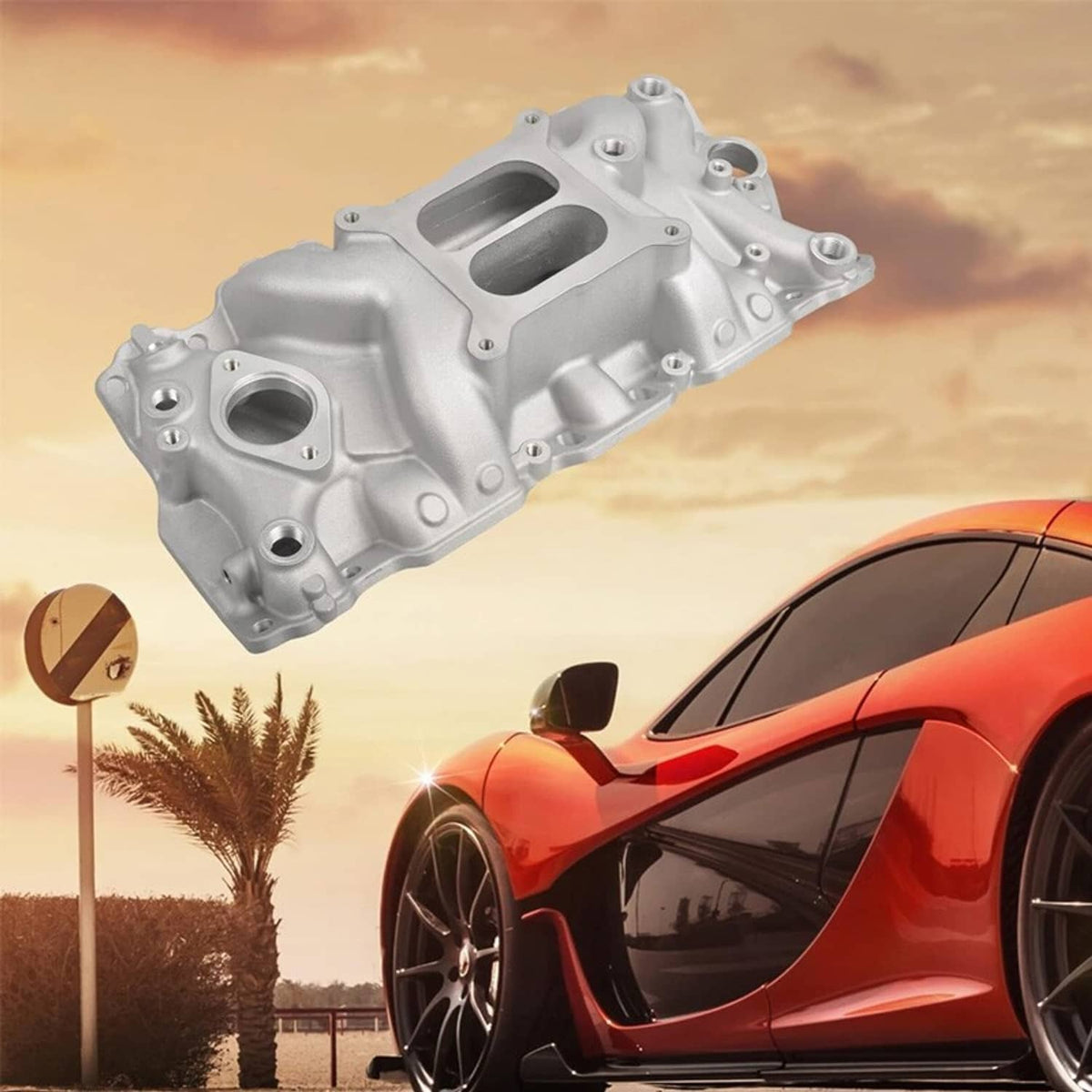 Solidspare Aluminum Dual Plane Intake Manifold 22026 For SBC Chevy 350 Small Block