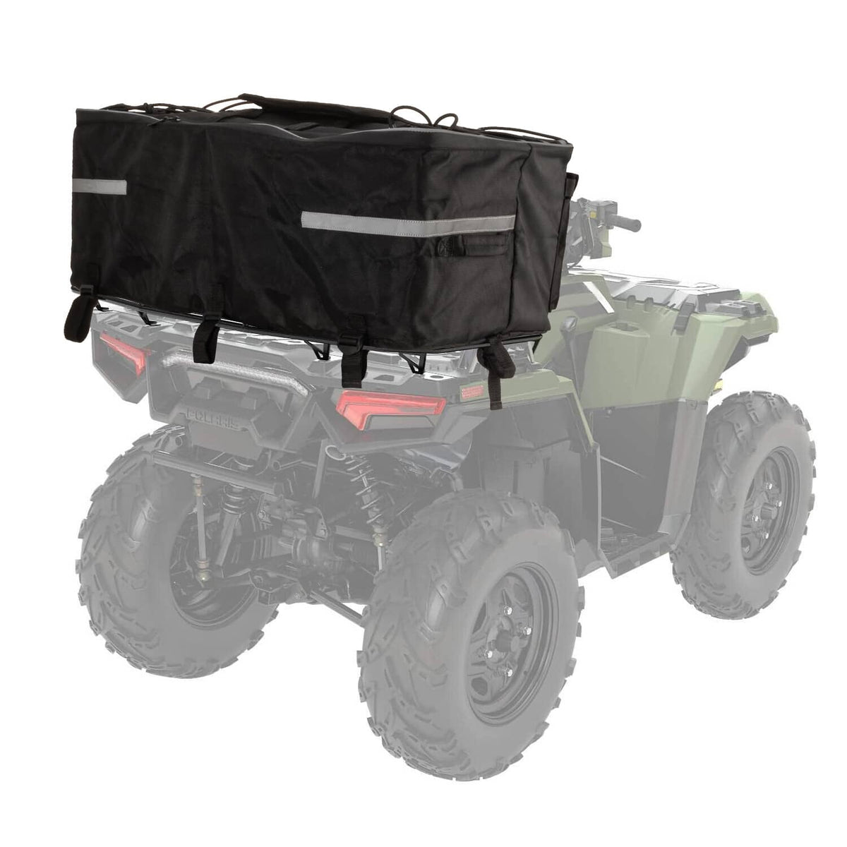 Solidspare Black Rear Rack Back Seat Storage Pack Luggage Bag w/Cushion Pad Padded ATV Part