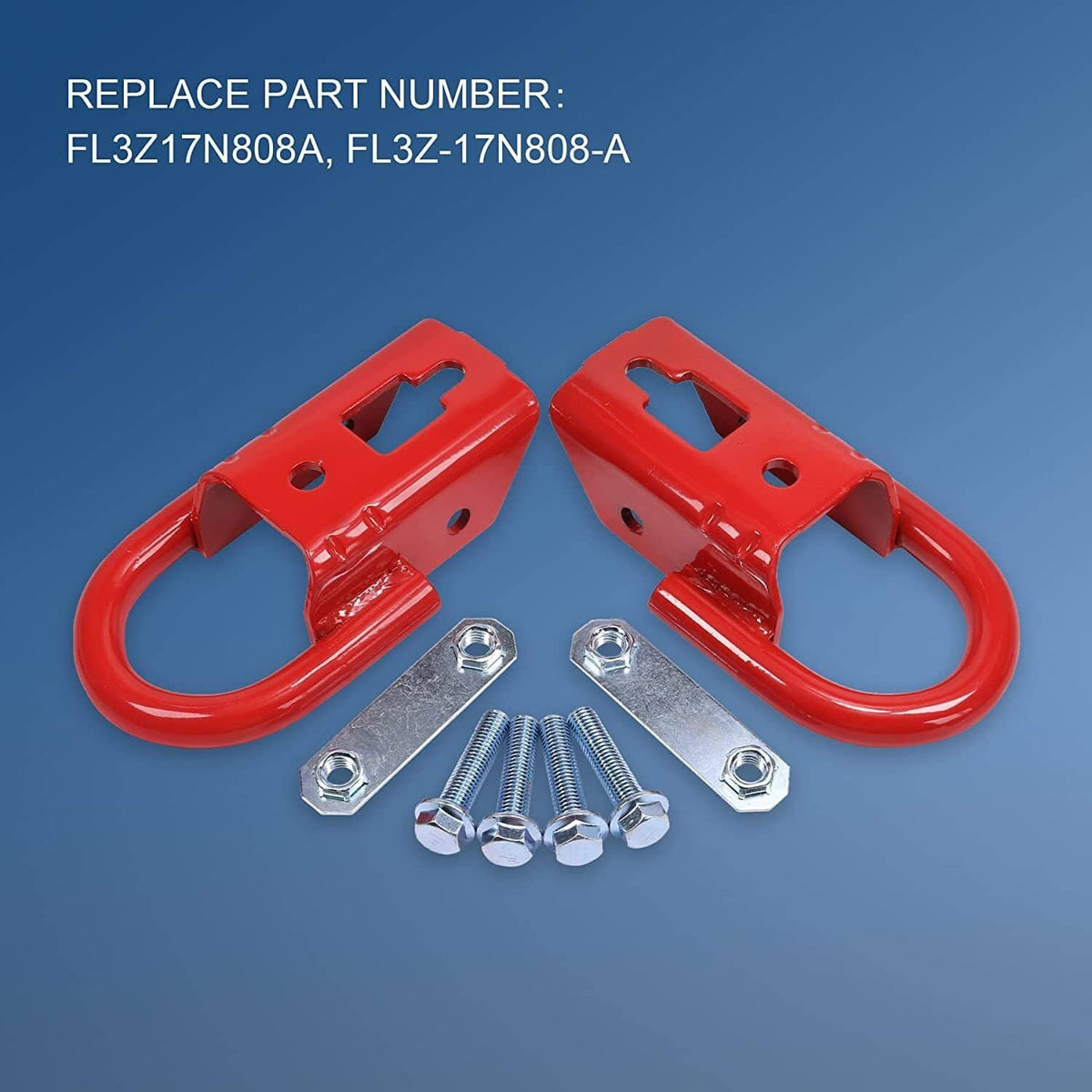 Solidspare 2Pcs Towing Hooks & Hardware Front For 2009-2019 Ford F-150 FL3Z17N808A Red