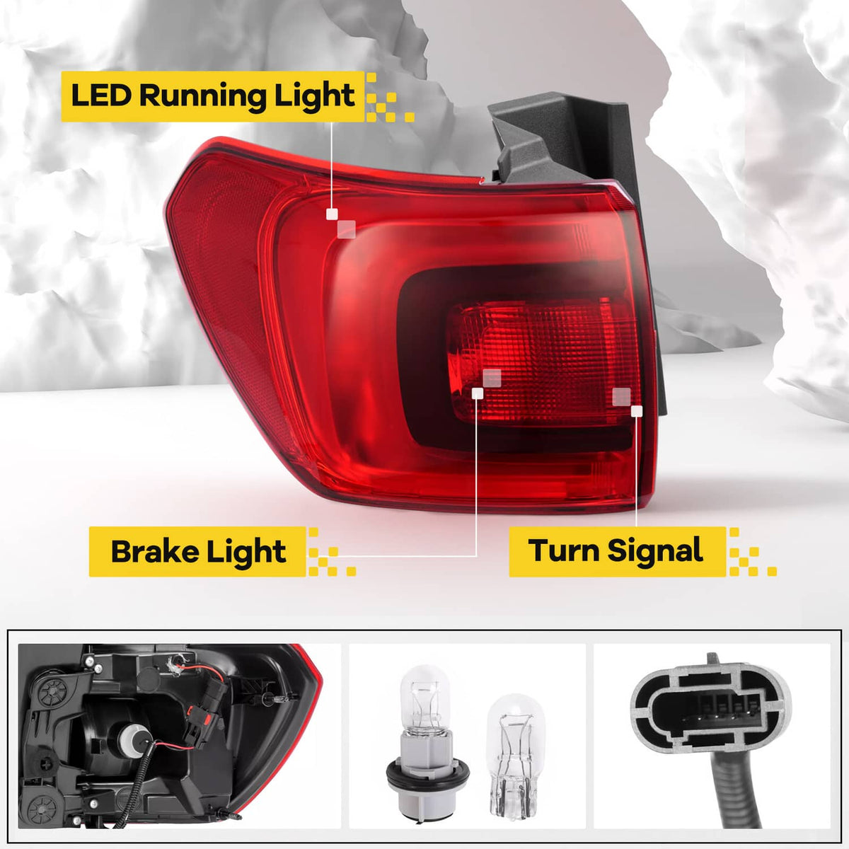 Solid Spare Left Driver Side LED Outer Tail Light Brake Lamp For GMC Acadia 2017 2018 2019