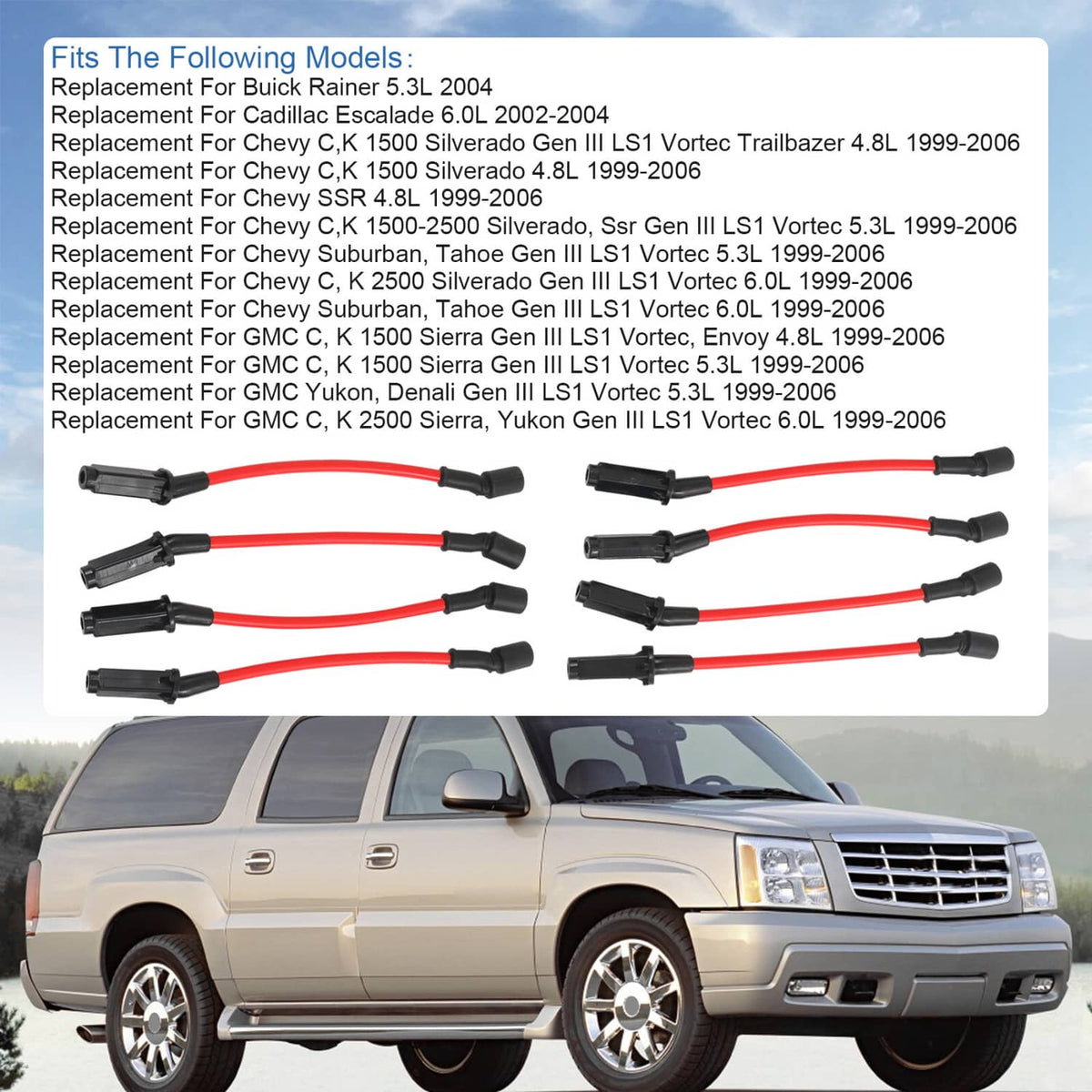 Solidspare JDMSPEED Spark Plug Wires Set For CHEVY/GMC 1999-2006 LS1 VORTEC 4.8L 5.3L 6.0L