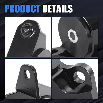 Solidspare 2-Bolt Engine Motor Mount Kit For 1996-2000 Civic B/D-Series Billet Aluminum