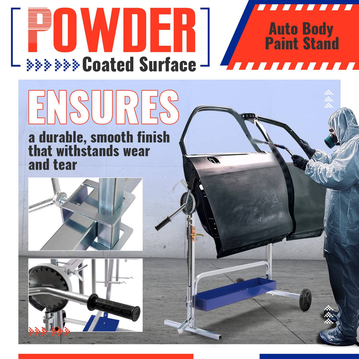 Solid Spare Painting Repair Rack 360° Rotating Paint Stand For Auto Body Door Bumper Hood