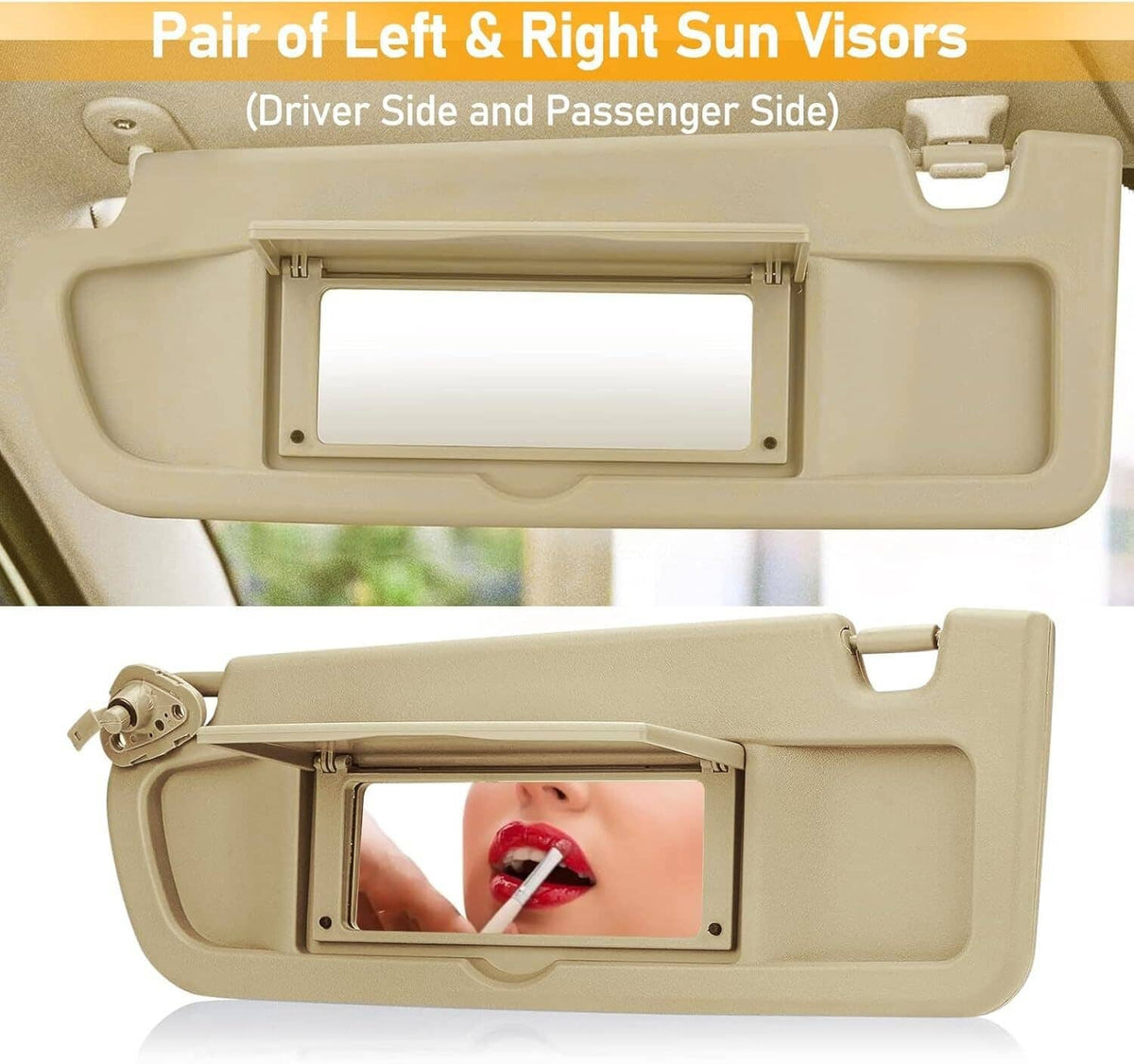 Solidspare 2Pcs Beige Sun Visor Left & Right Visor Kit For 2006-2011 Honda Civic Visors