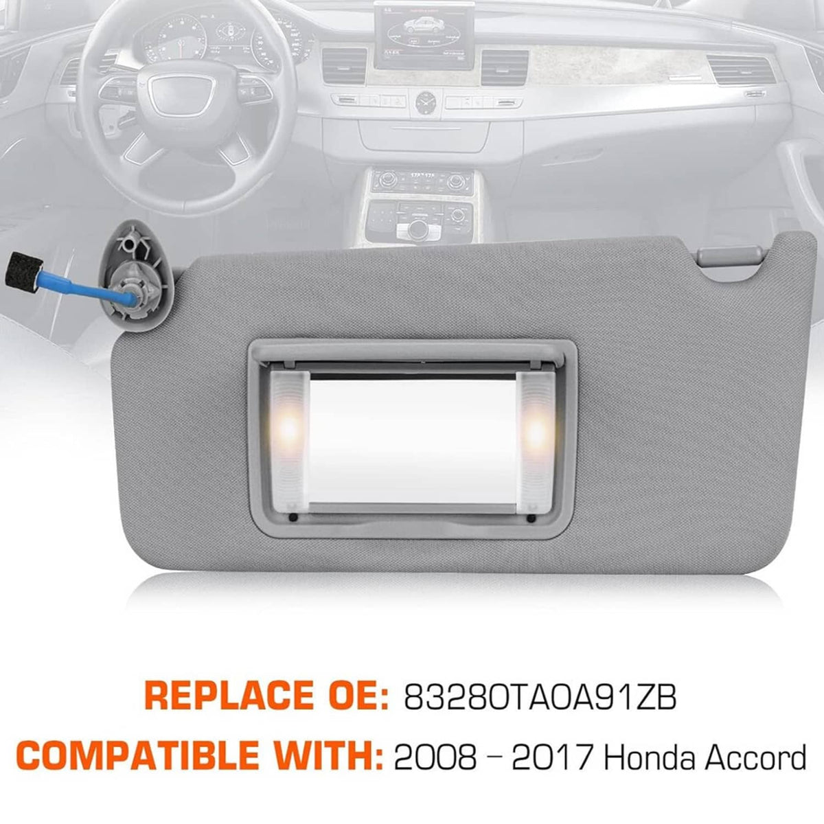Solidspare 2x Sun Visor w/LED Light Mirror Set For 2008-2017 Honda Accord 83280-TA5-A51ZA