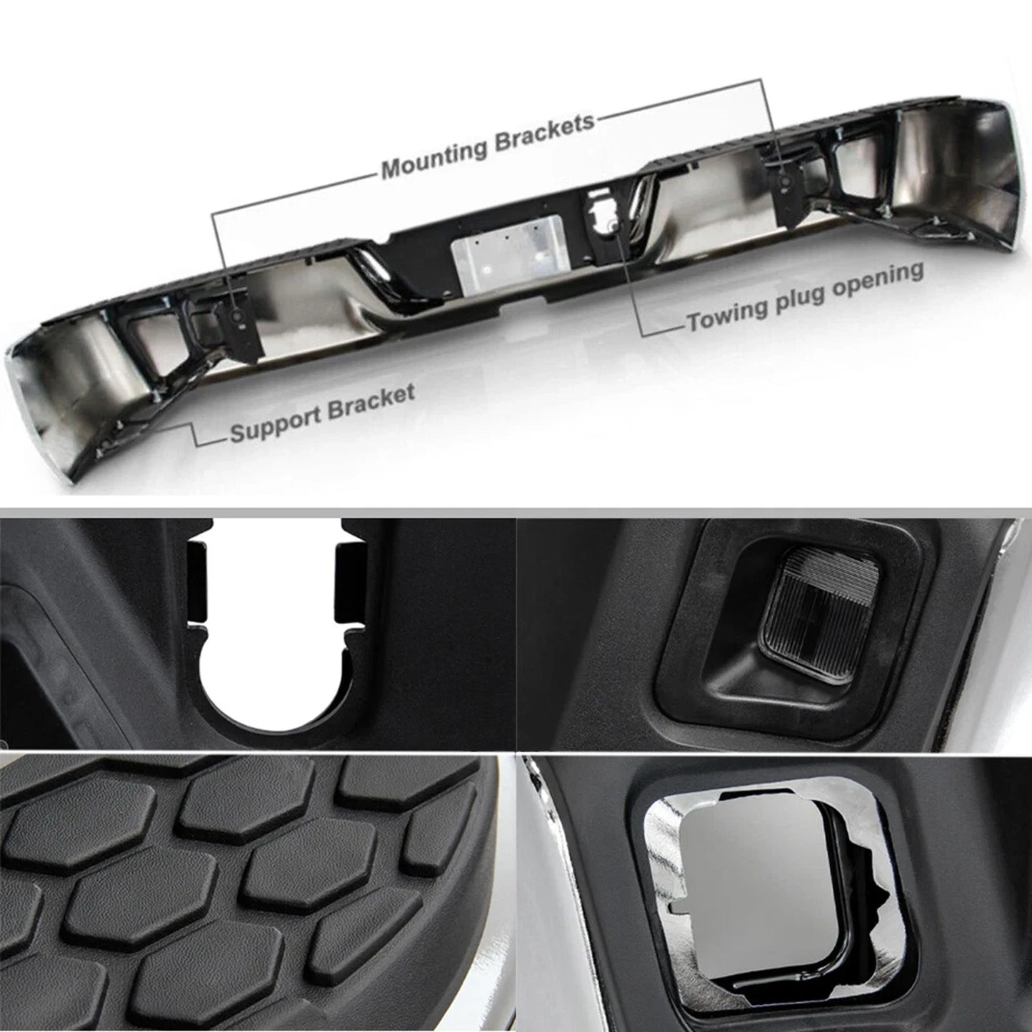 For 2009-2018 Dodge Ram 1500 Chrome Rear Step Bumper W/O Sensor W/ Dual Exhaust