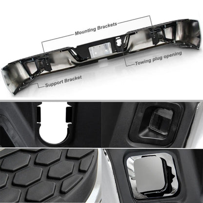 For 2009-2018 Dodge Ram 1500 Chrome Rear Step Bumper W/O Sensor W/ Dual Exhaust