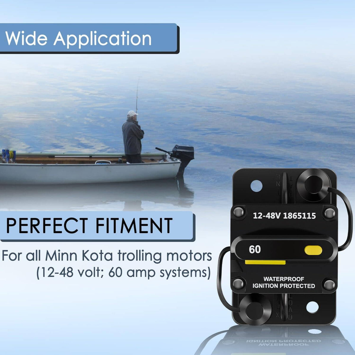 Solid Spare MKR-27 1865115 Circuit Breaker Waterproof 60AMP For Minn Kota Trolling Motor