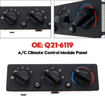 Solidspare Black A/C Climate Control Module Panel Q21-6119 For Peterbilt Truck New