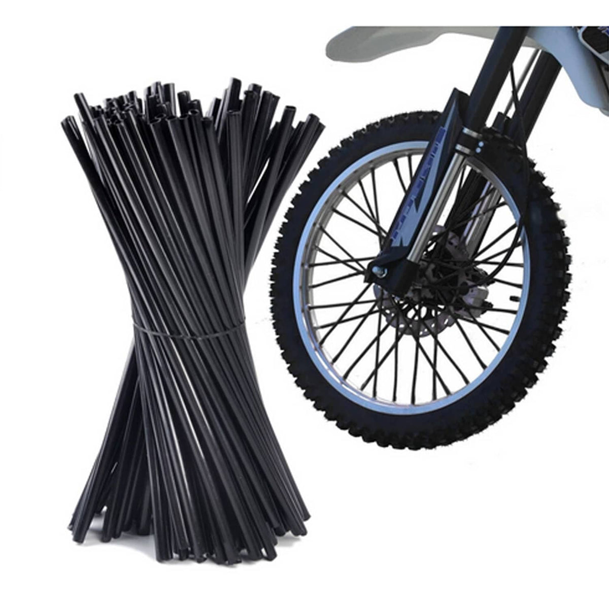 Solidspare 72PCS Black Motorcycle Bike Spoke Skins Covers Wraps Wheel Rim Guard Protector