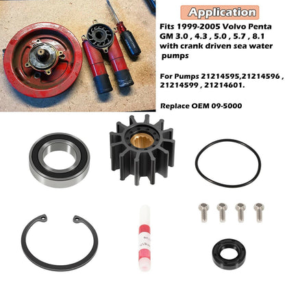 Solid Spare For Volvo Penta Raw Sea Water Pump Repair Rebuild Kit 5.0Gi 5.0GL 5.0GXi 5.0OSi