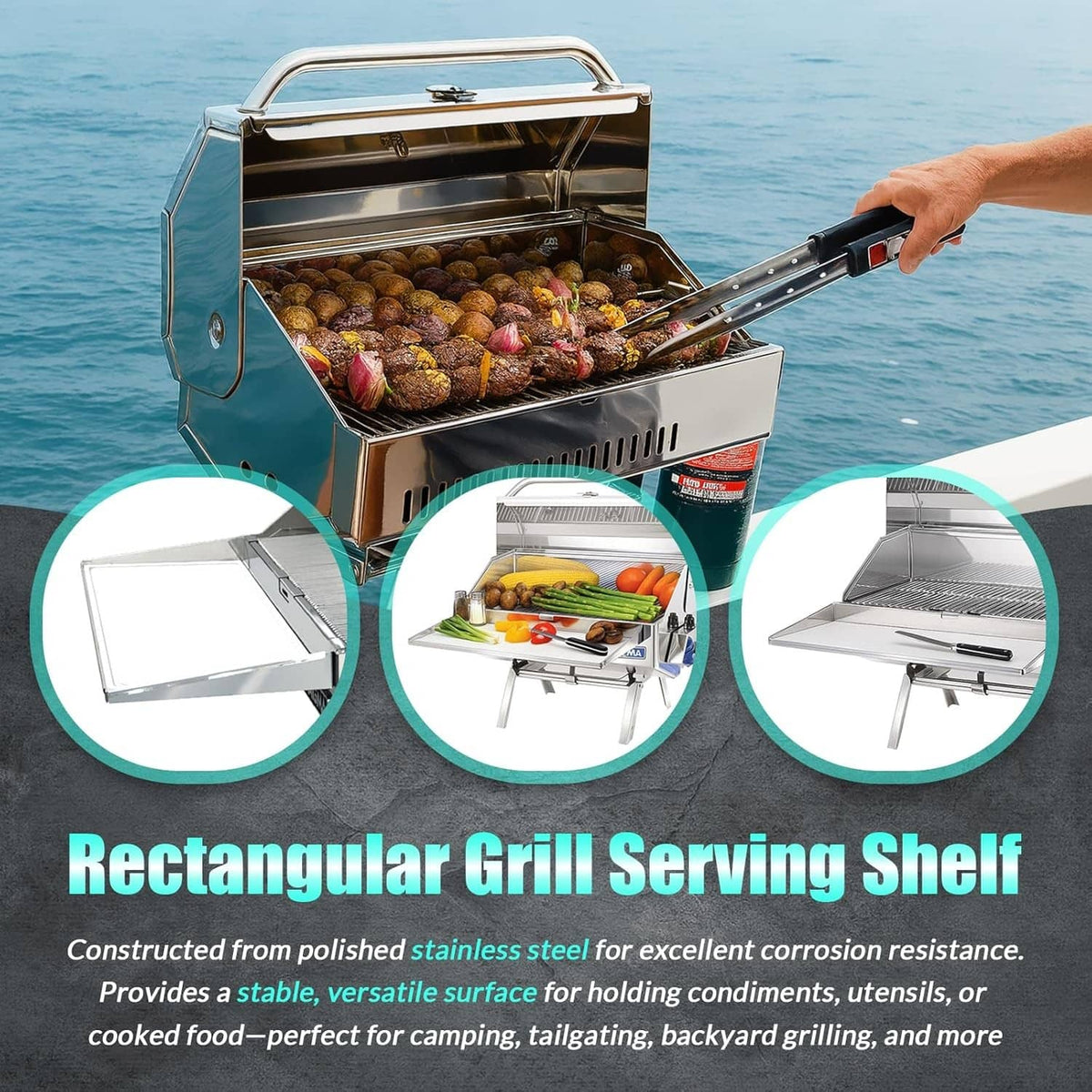 Solidspare A10-902 Rectangular Grill Serving Shelf w/ Removable Cutting Board for 9” x 18"