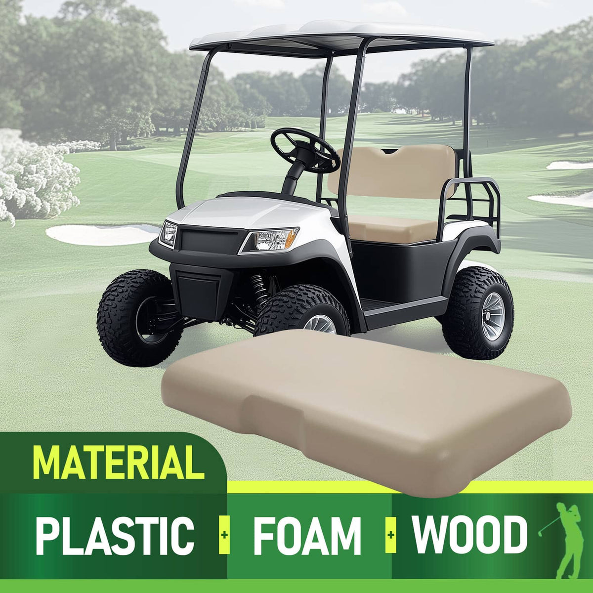 Solidspare Front Seat Bottom Cushion Assembly Set Golf Cart For EZGO RXV 2008-UP Models
