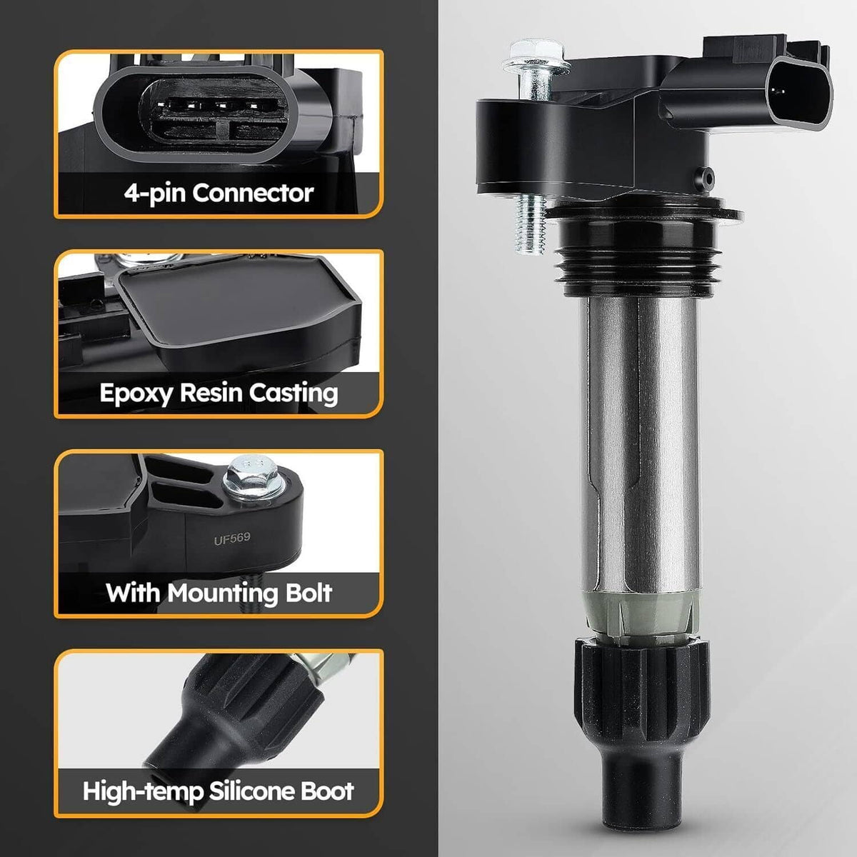 Solidspare 6Pcs Ignition Coil & Iridium Spark Plug Packs For Cadillac GMC Chevy Buick UF569