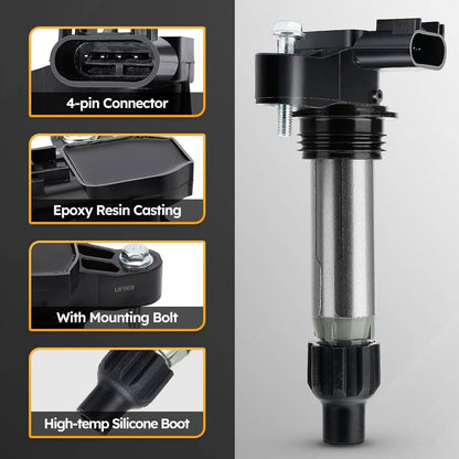 Solidspare 6Pcs Ignition Coil & Iridium Spark Plug Packs For Cadillac GMC Chevy Buick UF569