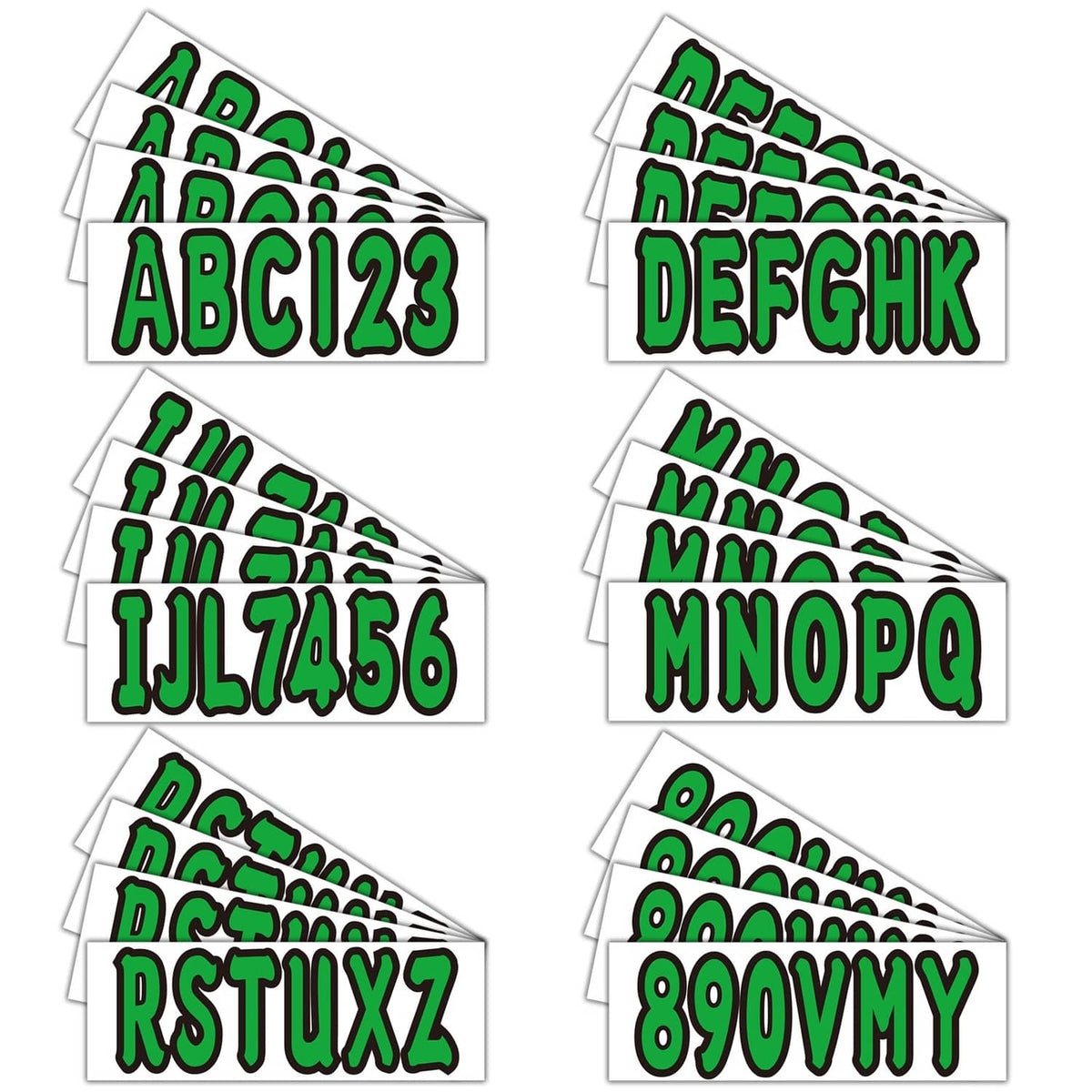 Solid Spare 4 Sets of 3" Marine Boat Sticker Decal A-Z Letters and 0-9 Numbers Green