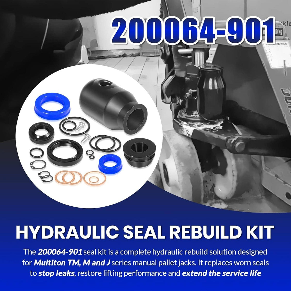 Solidspare 200064-901 Hydraulic Seal Rebuild Kit for Multiton Pallet Jack TM, M or J Series