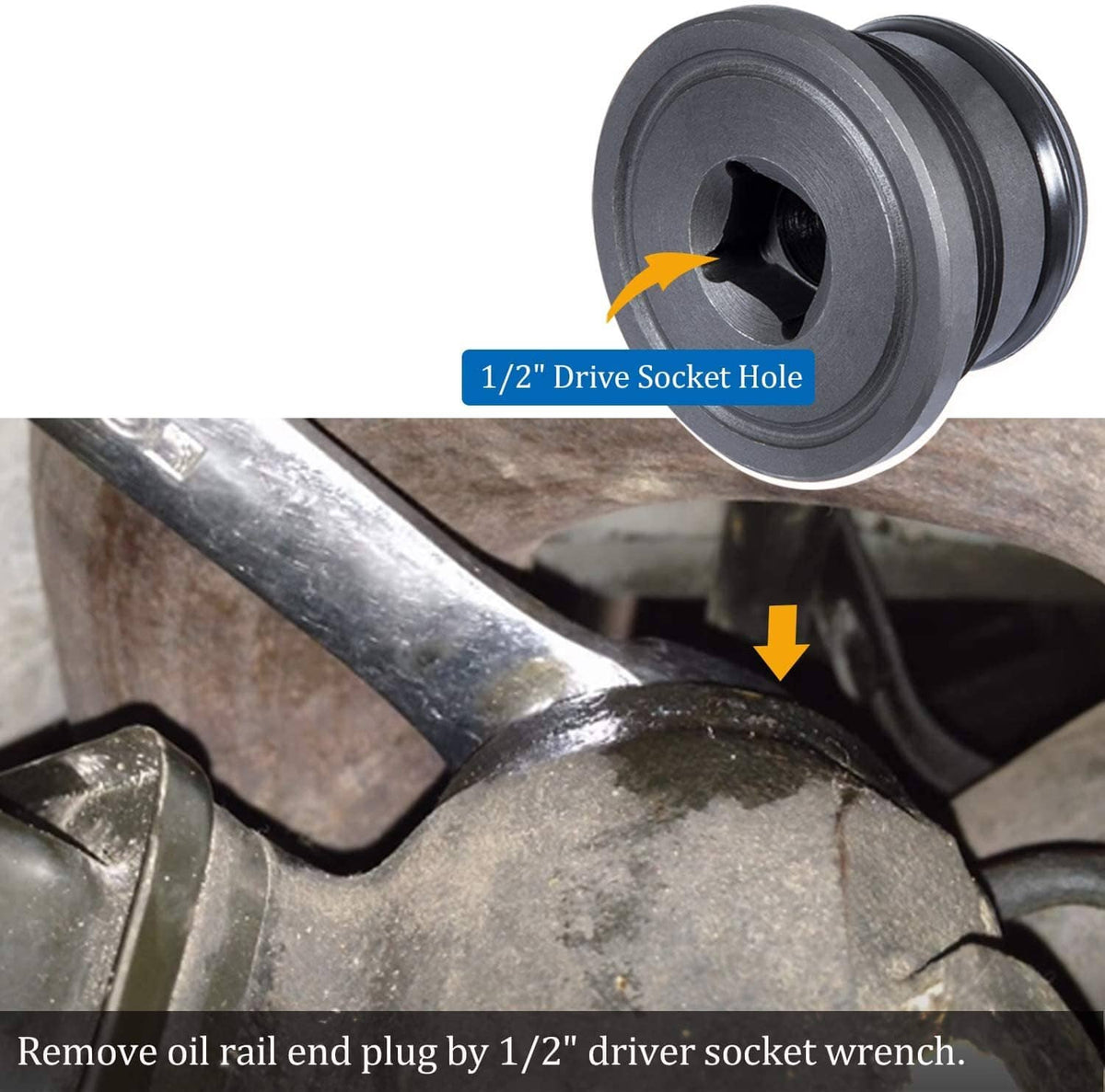 Solid Spare 4C3Z-6026-CA Oil Supply Rail End Oil Gallery Plug & Seal for Ford 7.3L 1994-2003