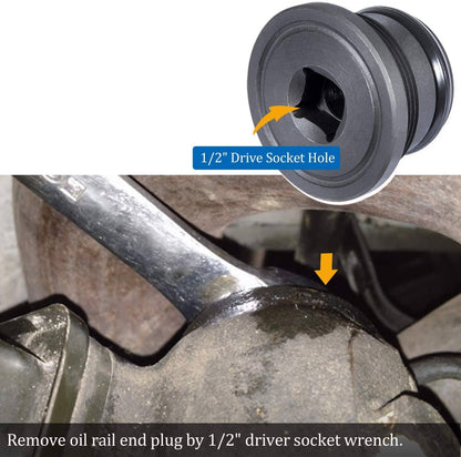 Solid Spare 4C3Z-6026-CA Oil Supply Rail End Oil Gallery Plug & Seal for Ford 7.3L 1994-2003