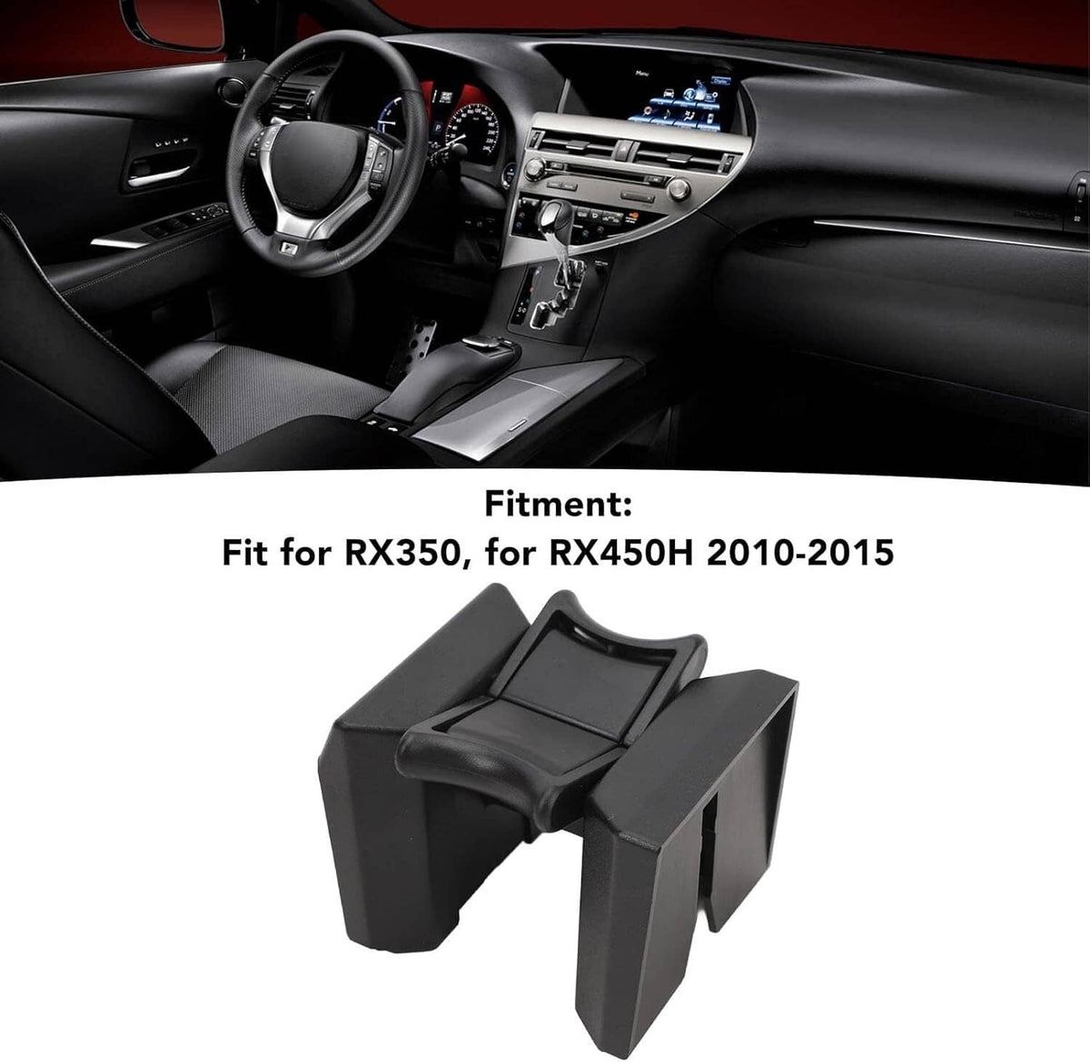 Solid Spare Cup Holder Insert Divider Black For 2010-2015 Lexus RX350 RX450H 55618-48180