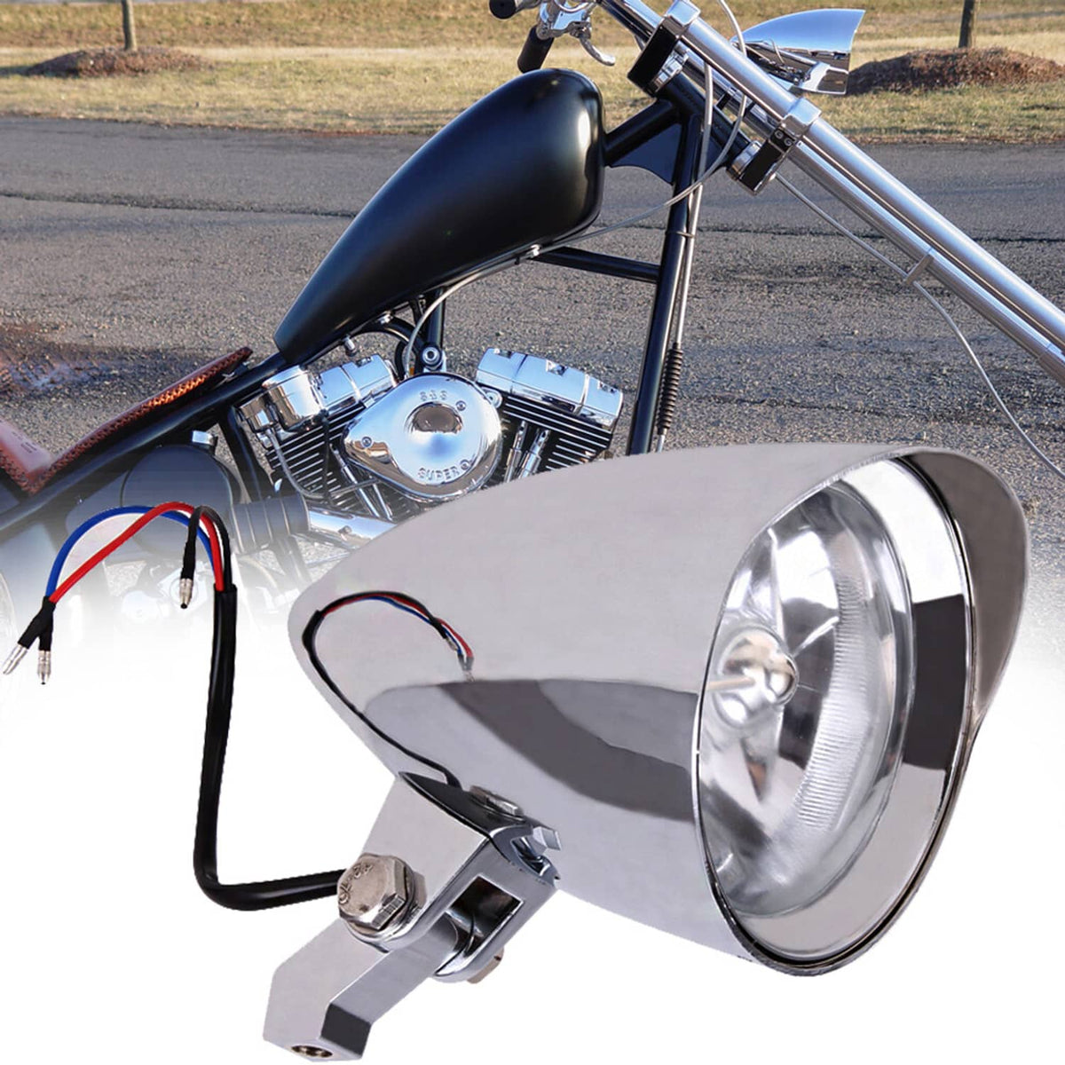 Solidspare Motorcycle Bullet Headlight For Harley Dyna Sportster XL Softail Bobber Chopper