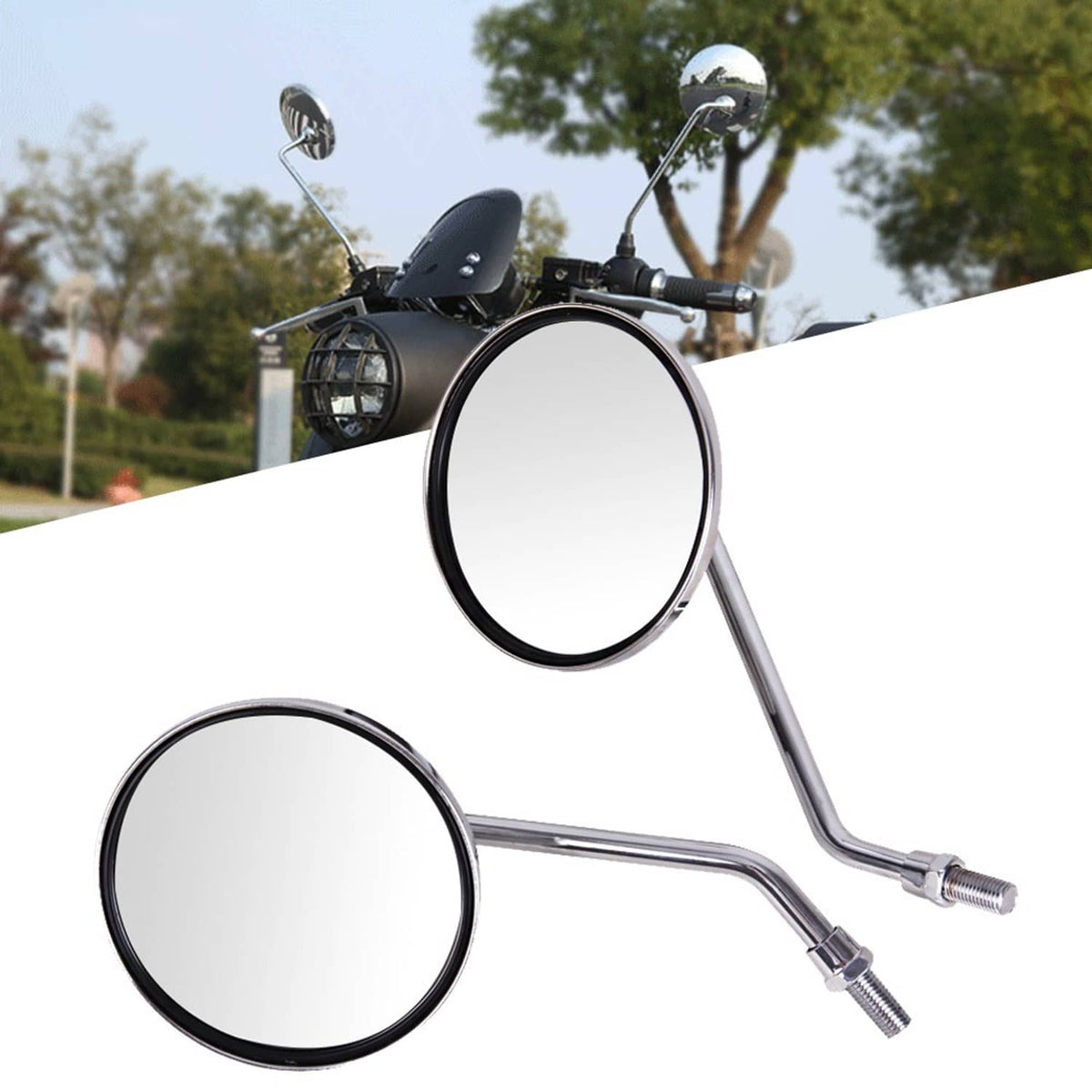 Solidspare Chrome Motorcycle Round Rearview Mirrors 10mm For Honda XL250S XL175 XL125 XL100