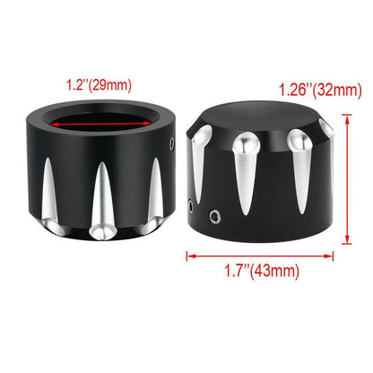 Solidspare Black Thick Cut Front Axle Cap Nut Covers For Harley Touring Road Glide King