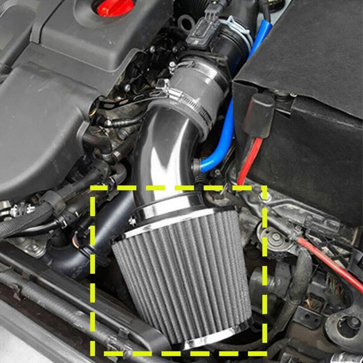 Solidspare 3" 76mm High Flow Inlet Dry Air Filter Cold Air Intake Cone Replacement New
