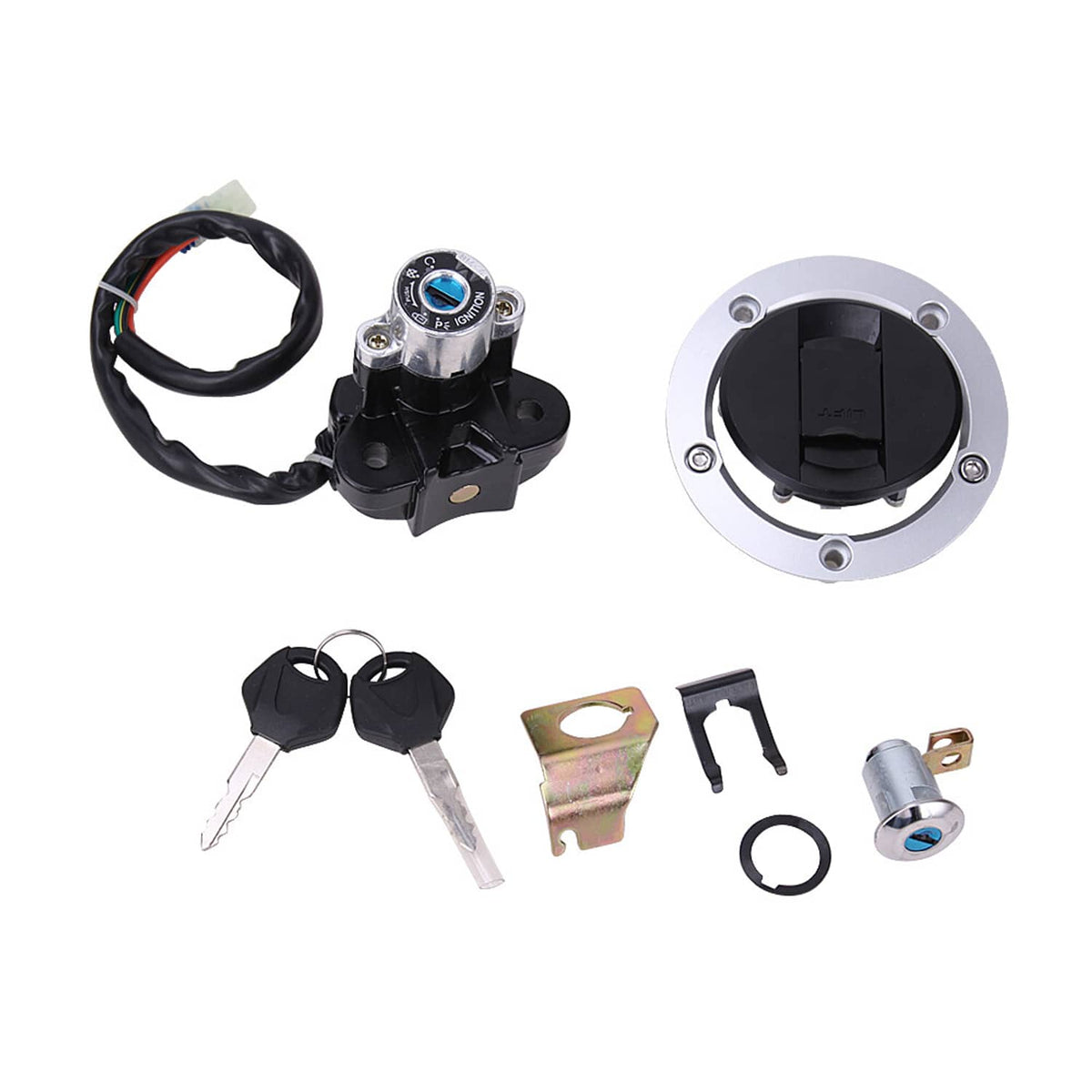 Solidspare Ignition Switch Fuel Gas Tank Cap Lock Keys for Suzuki GSF650 1200 1250 Bandit