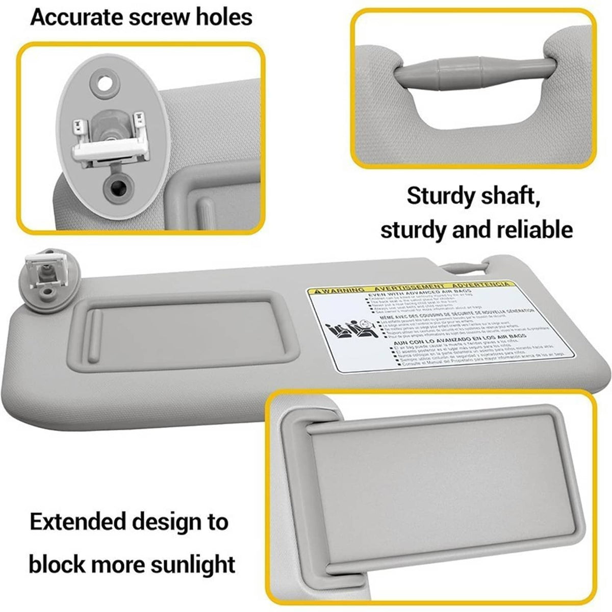 Solidspare Gray Sun Visor W/ Mirror for 2013-18 Toyota RAV4 74320-42595-B1 Left Driver Side