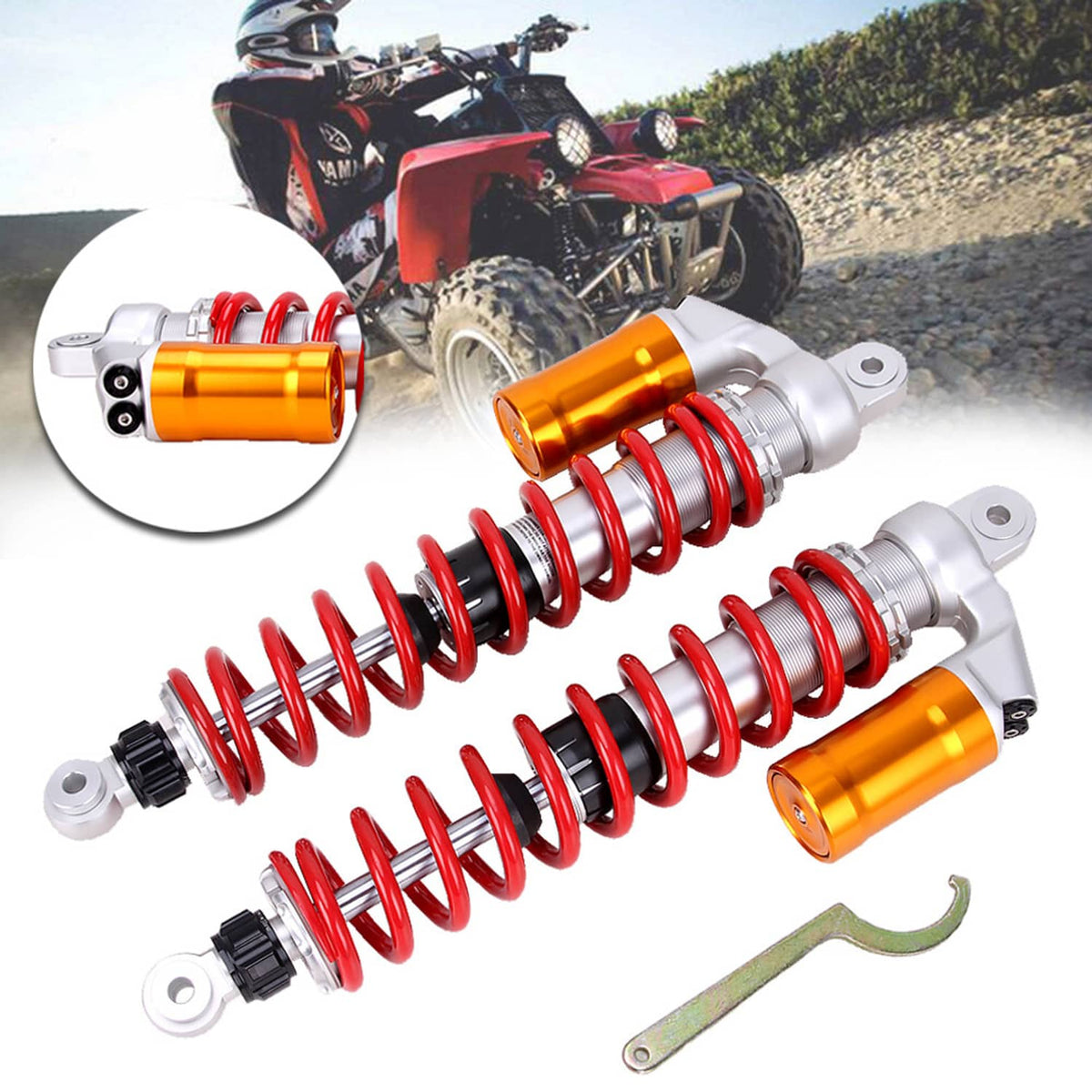 Solidspare 2PCS ADJUSTABLE FRONT AIR SHOCKS ABSORBERS SET FOR HONDA TRX450R TRX400EX ATV