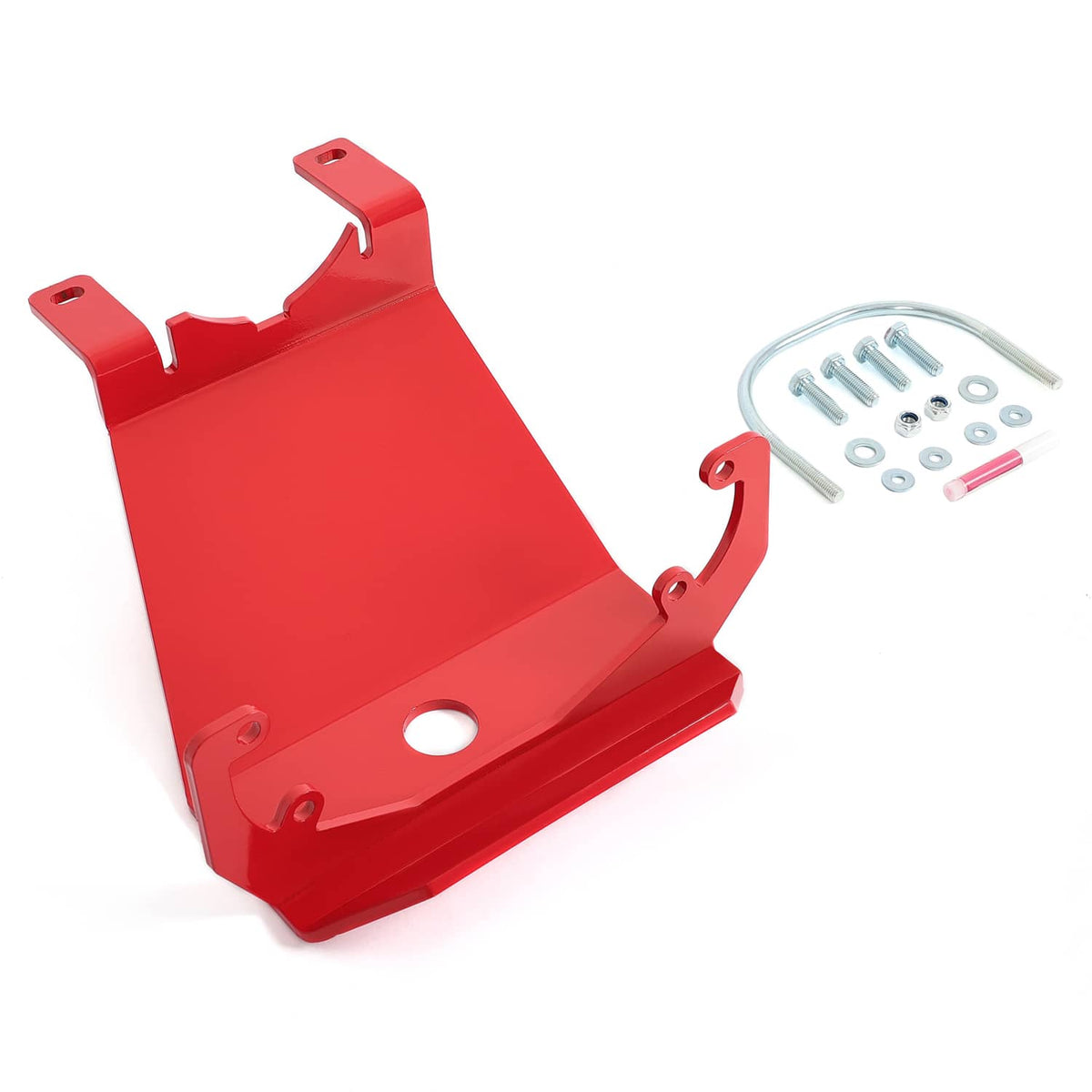 Solid Spare Front Skid Plate Red Steel For Jeep Wrangler 2018-23 / Gladiator 2020-23 RS62116