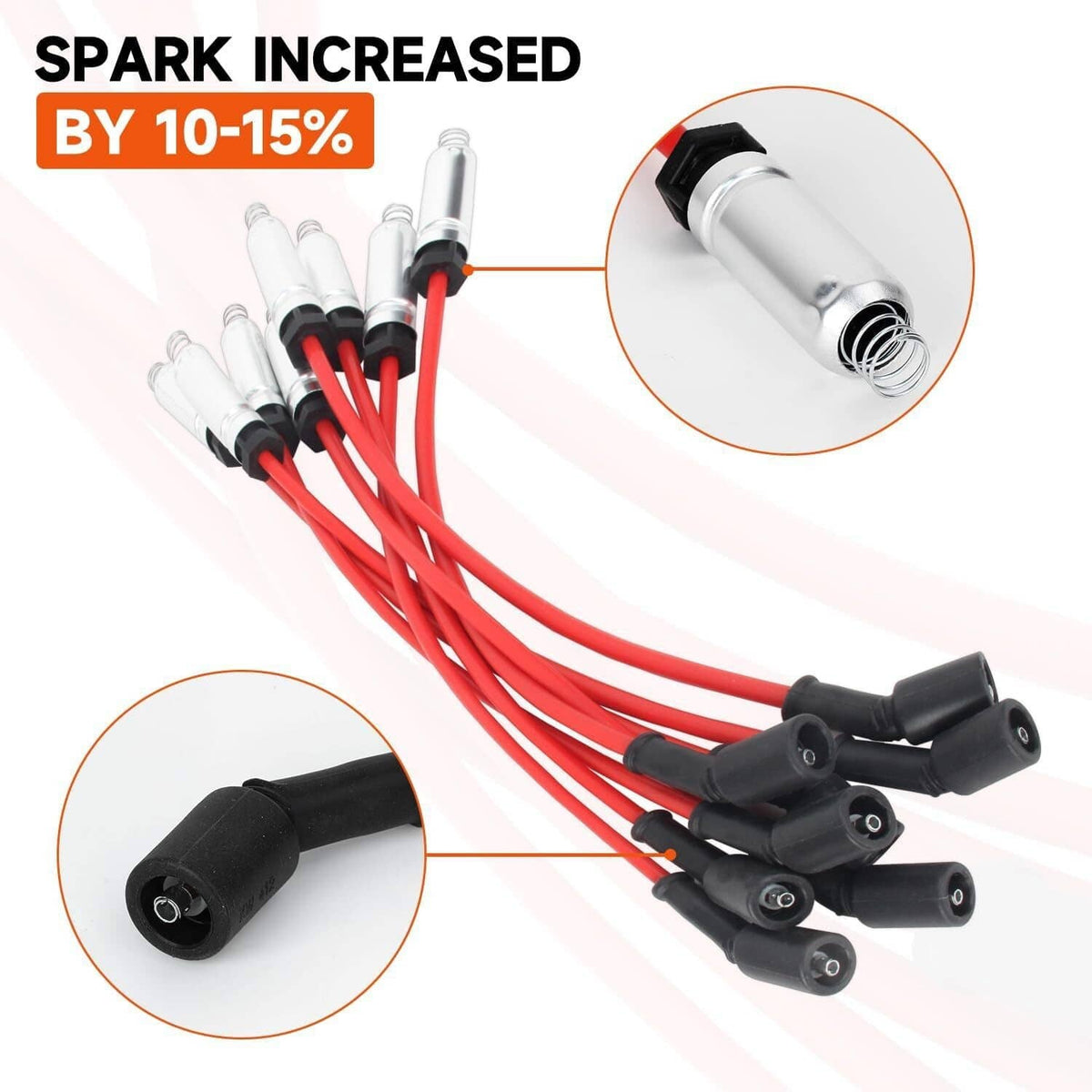 Solidspare 8Pcs Round Ignition Coil & Wires For Chevy Silverado GMC LS1 LS3 4.8L 5.3L 6.0L