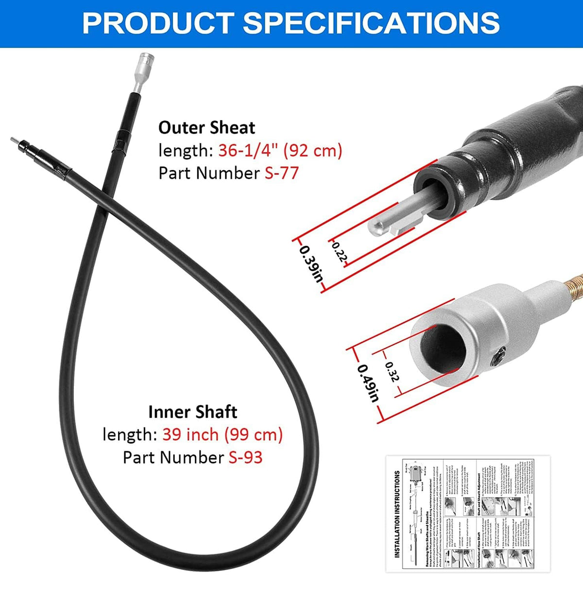 Solid Spare For Foredom Flexshaft Inner Shaft & Outer Sheath Set for CC LR S SR TX Series