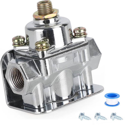 Solidspare Fuel Pressure Regulator Carburetor Chrome Fit Holley 12-803 2 Port 4 1/2 to9 PSI